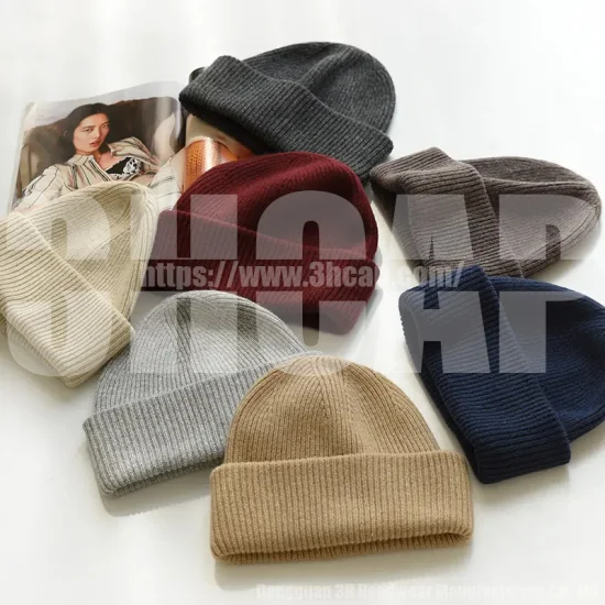 Gorros de lã tricotados quentes para bebês e crianças de inverno com pompom falso